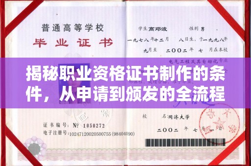 滁州揭秘职业资格证书制作的条件，从申请到颁发的全流程解析